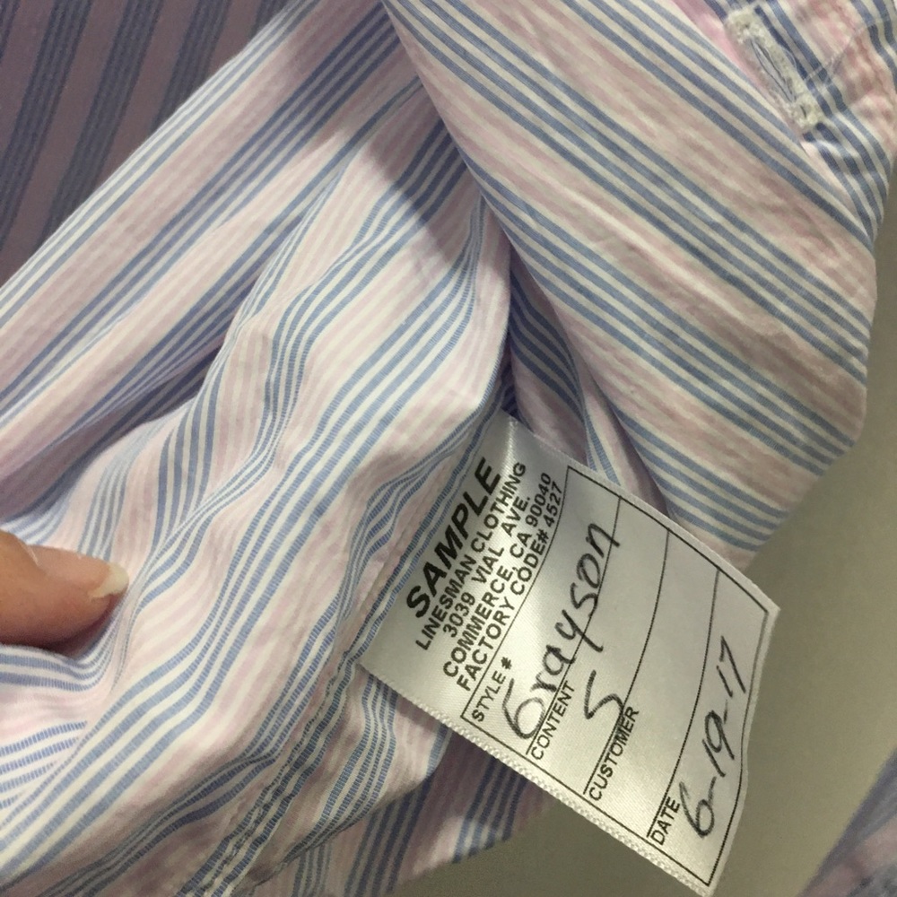 Frank & Eileen pink/blue thin stripe Grayson NWOT - Picture 7 of 13